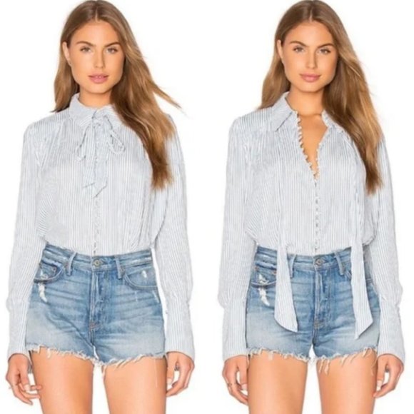 Free People Tops - NWOT Free People - Modern Muse Striped Chiffon Button Up Blouse